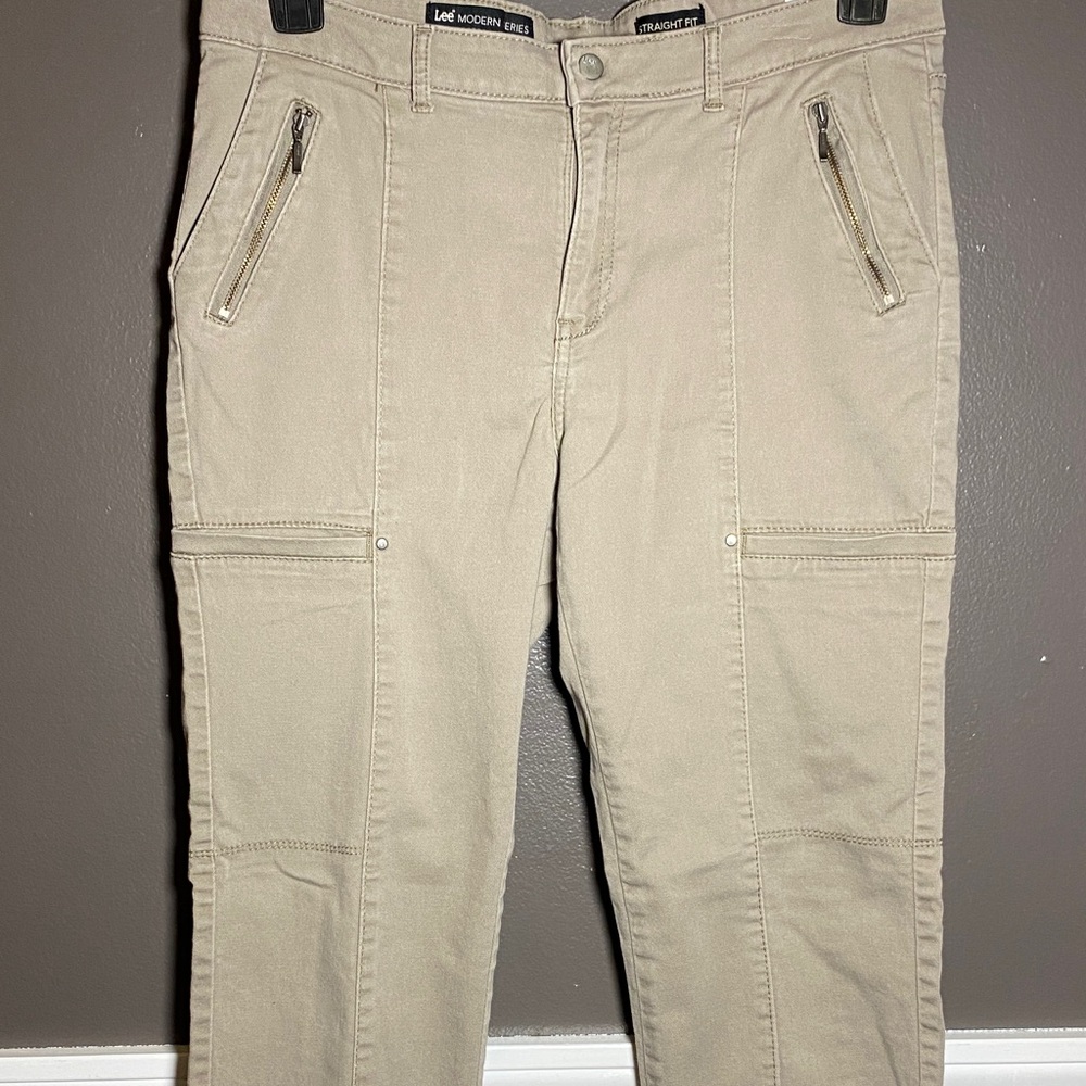Lee Modern Series Slim Straight Fit Cargo Taupe Pants w/Center Leg Stitching